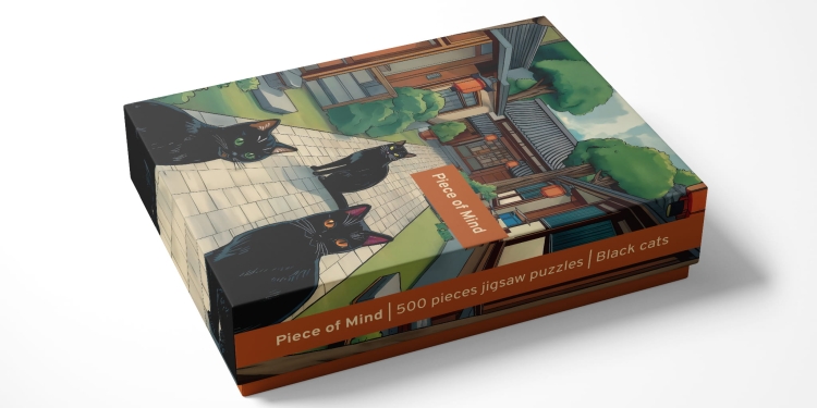 Puzzle Piece of Mind. 500 elementów. Black cats. Ekologiczne puzzle premium