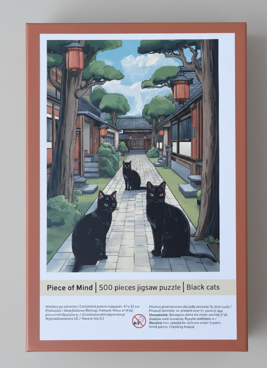 Puzzle Piece of Mind. 500 elementów. Black cats. Ekologiczne puzzle premium