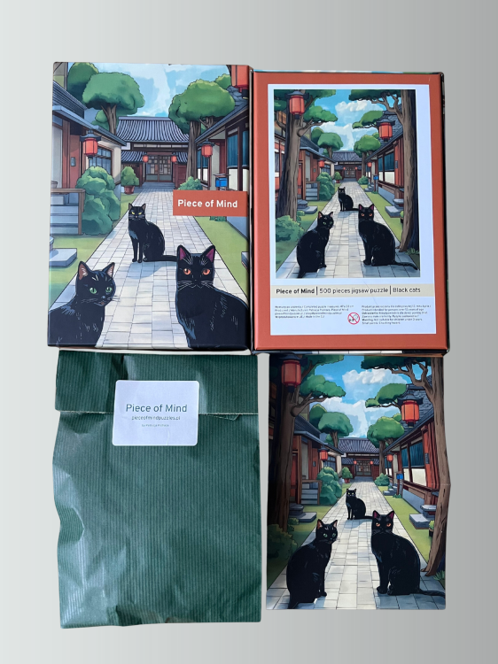 Puzzle Piece of Mind. 500 elementów. Black cats. Ekologiczne puzzle premium