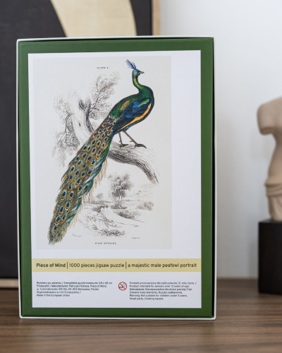 Puzzle Piece of Mind. 1000 elementów. A majestic male peafowl portrait. Ekologiczne puzzle premium